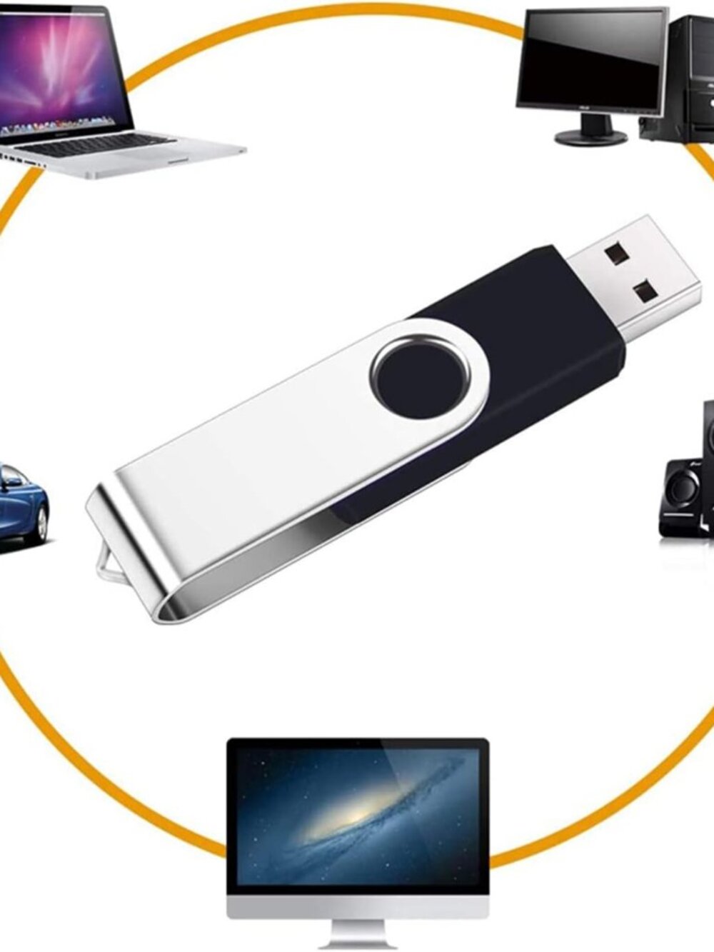 2 Pack 64GB USB Flash Drive USB 2.0 Swivel Thumb Drives Memory Stick Black - Picture 2 of 5